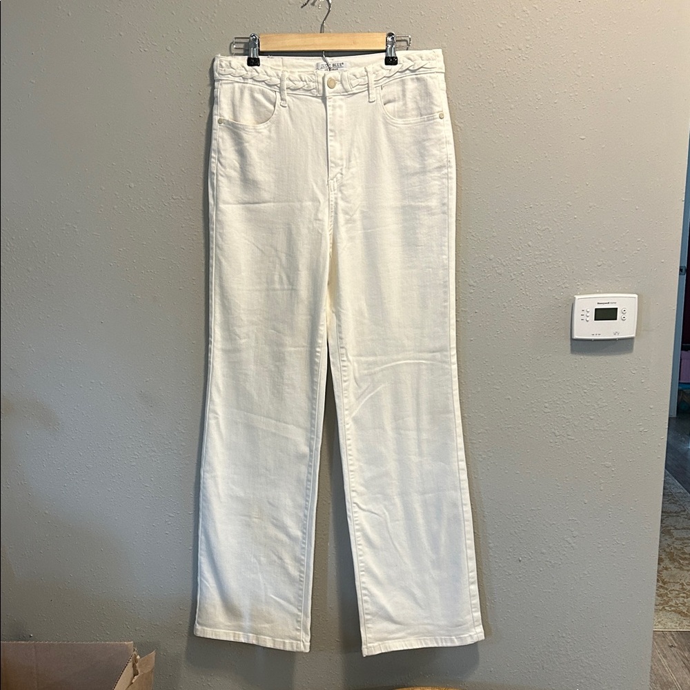 Judy‎ Blue White High Rise Wide Leg Jeans Braided Waist